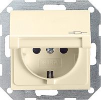 Розетка с заземлением без рамки Gira System55 1-м. крышка 16А кремовый глянец картинка